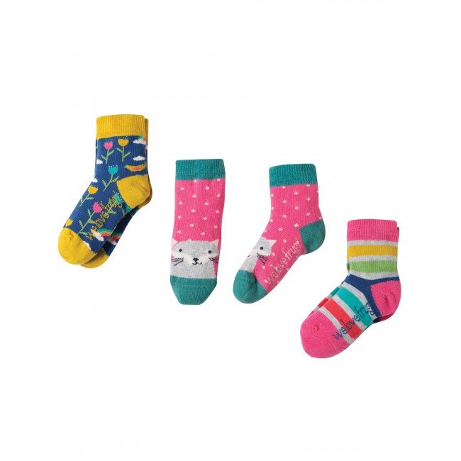 Set 3 perechi sosete, Little Socks,Fete, Multicolor, 0-6 luni, Frugi