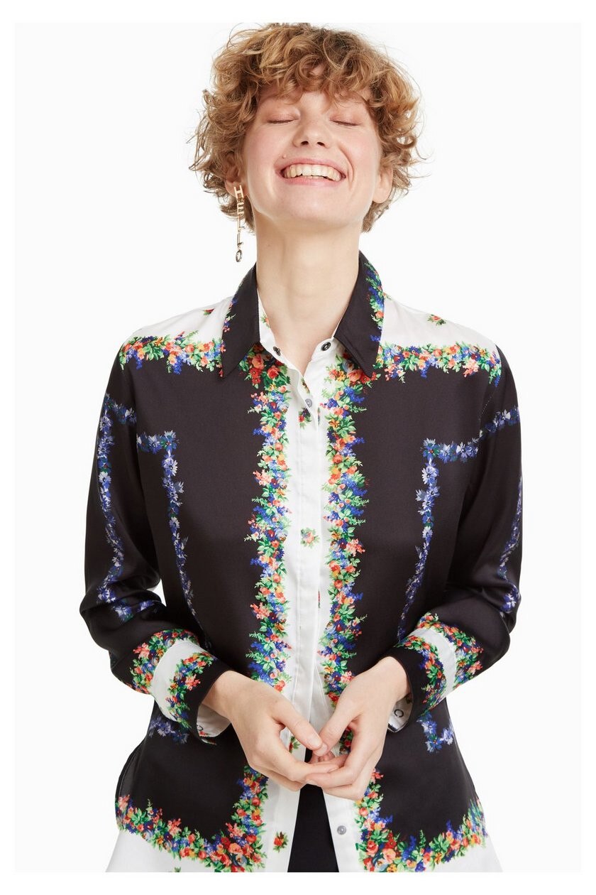 Camasa dama, Desigual, cu imprimeu floral, Cocci, Multicolora