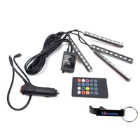 Lumina ambientala auto, include telecomanda si senzor de muzica, tuning masina cu LED-uri color + Breloc personalizat cu deschizator, CADOU