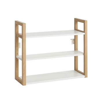 Etajera de perete cu 3 rafturi pentru baie, Arly, 65x20x53 cm Alb/Stejar Etajera de perete cu 3 rafturi pentru baie, Arly, 65x20x53 cm Alb/Stejar