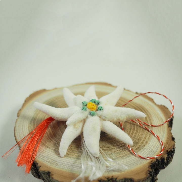 Martisor floare de Colt, modelat manual, marca Tracolla Handmade