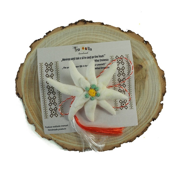 Martisor floare de Colt, modelat manual, marca Tracolla Handmade