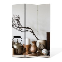 Paravan 3 piese Premium Art Factory TrueColor Abstract, Lavanda Langa Obiecte Decorative, Panza pe cadru de lemn, Decoratiuni Moderne pentru Casa, 105 x 180 cm