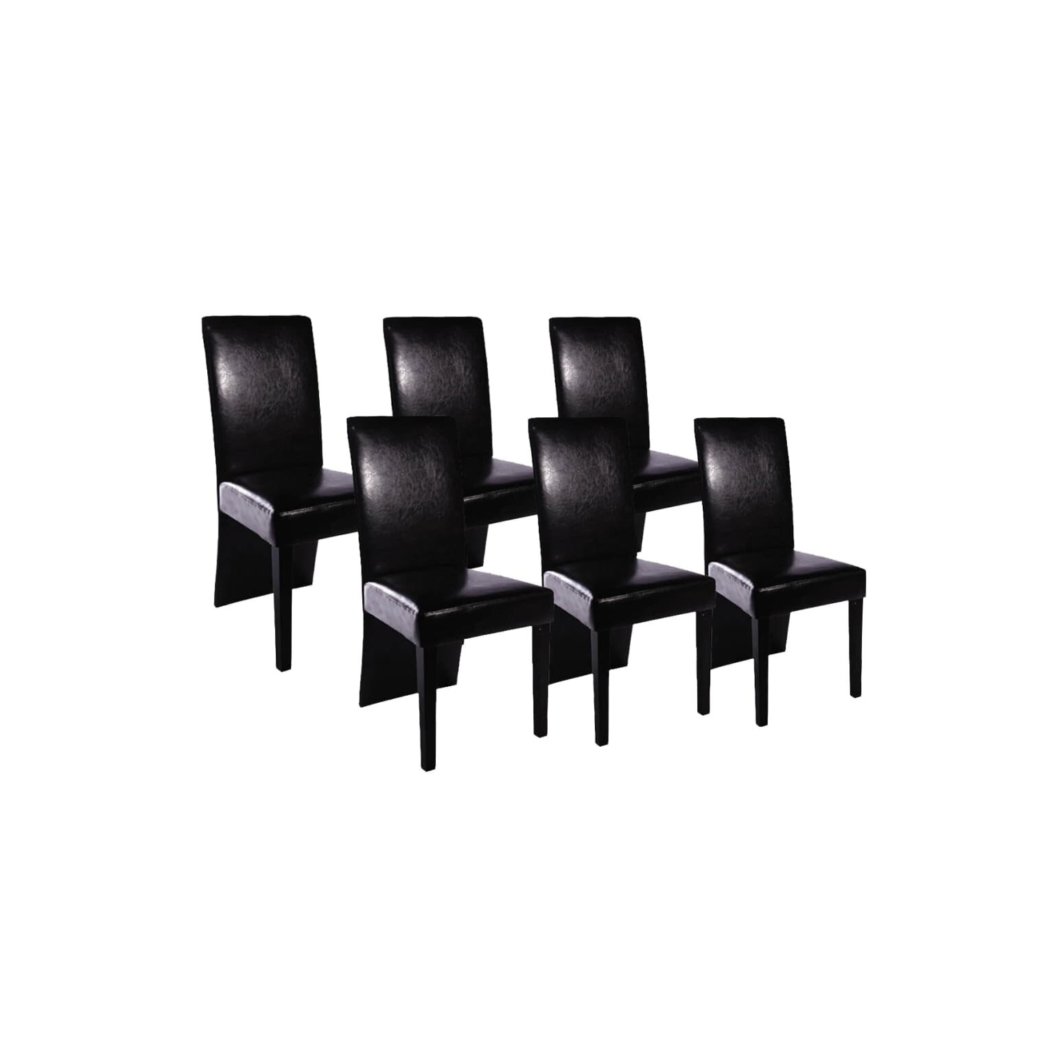 Set de 6 scaune pentru bucatarie design clasic, vidaXL, Piele artificiala, Negru