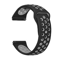 Curea silicon compatibila cu Xiaomi Amazfit BIP, Telescoape QR, 20mm, Negru/Gri