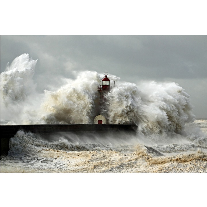 Tablou grand canvas "Douro River harbor on storm" - 100 x 70 cm