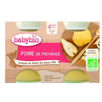 Piure de Pere, Bio, de la 4 luni, Babybio, 2x130g Piure de Pere, Bio, de la 4 luni, Babybio, 2x130g