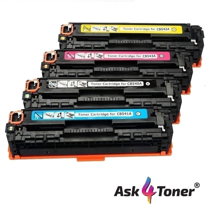 Комплект съвместими тонер касети HP CB540A/CB541A/CB542A/CB543A, 4 броя - ASK4TONER -