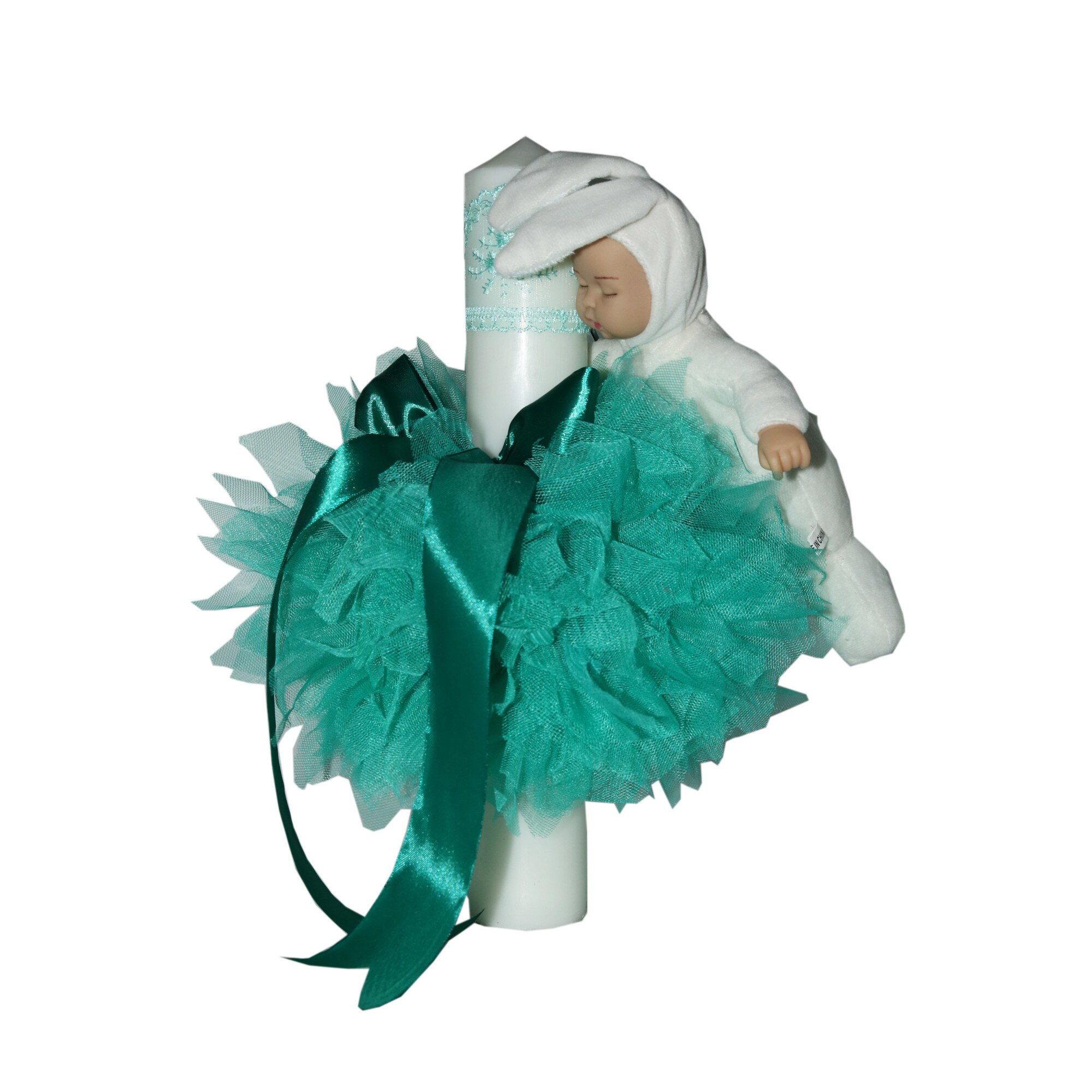 Lumanare pentru botez, turcoaz, 35x5 cm, dae2060