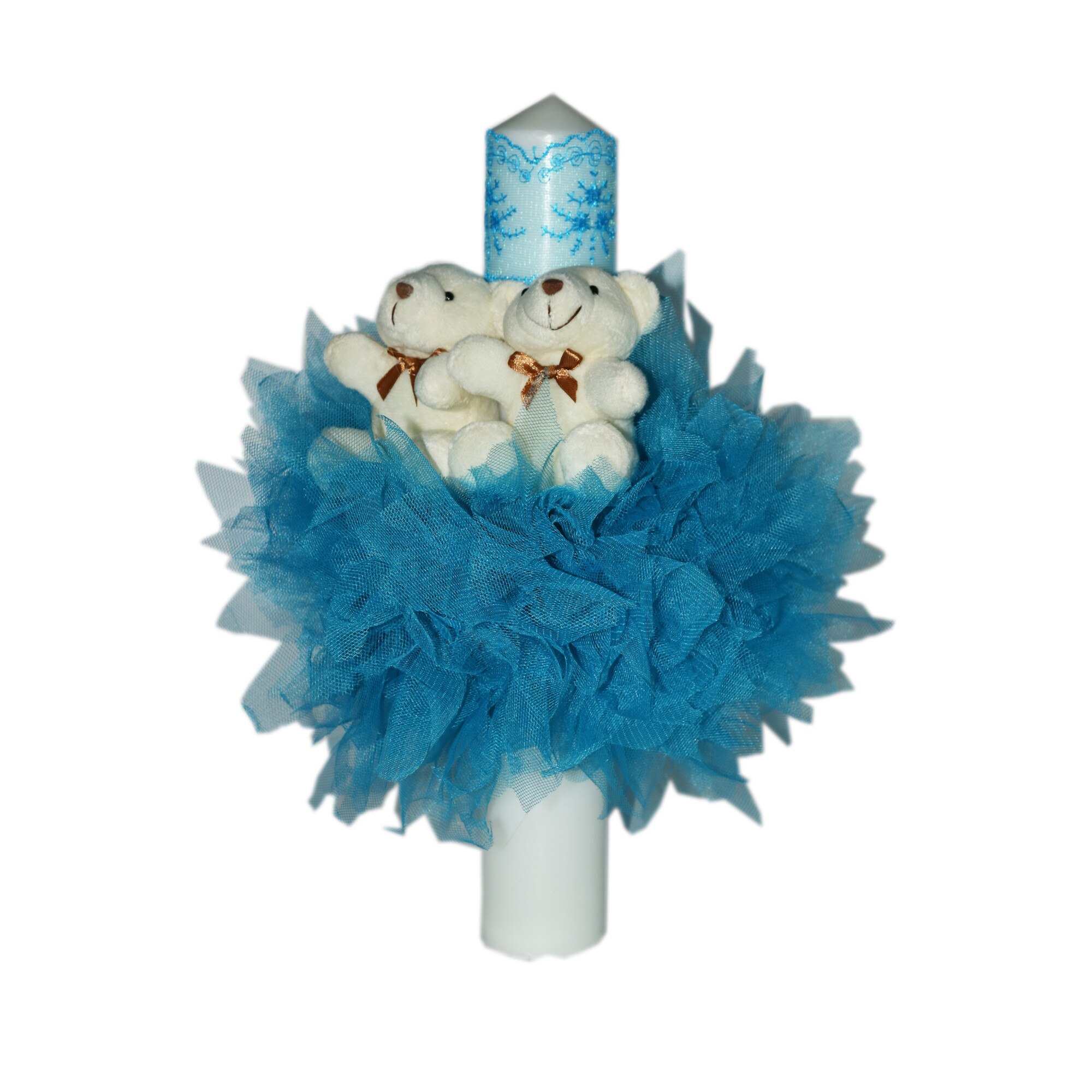 Lumanare pentru botez, bleu, 35x5 cm, dae2074