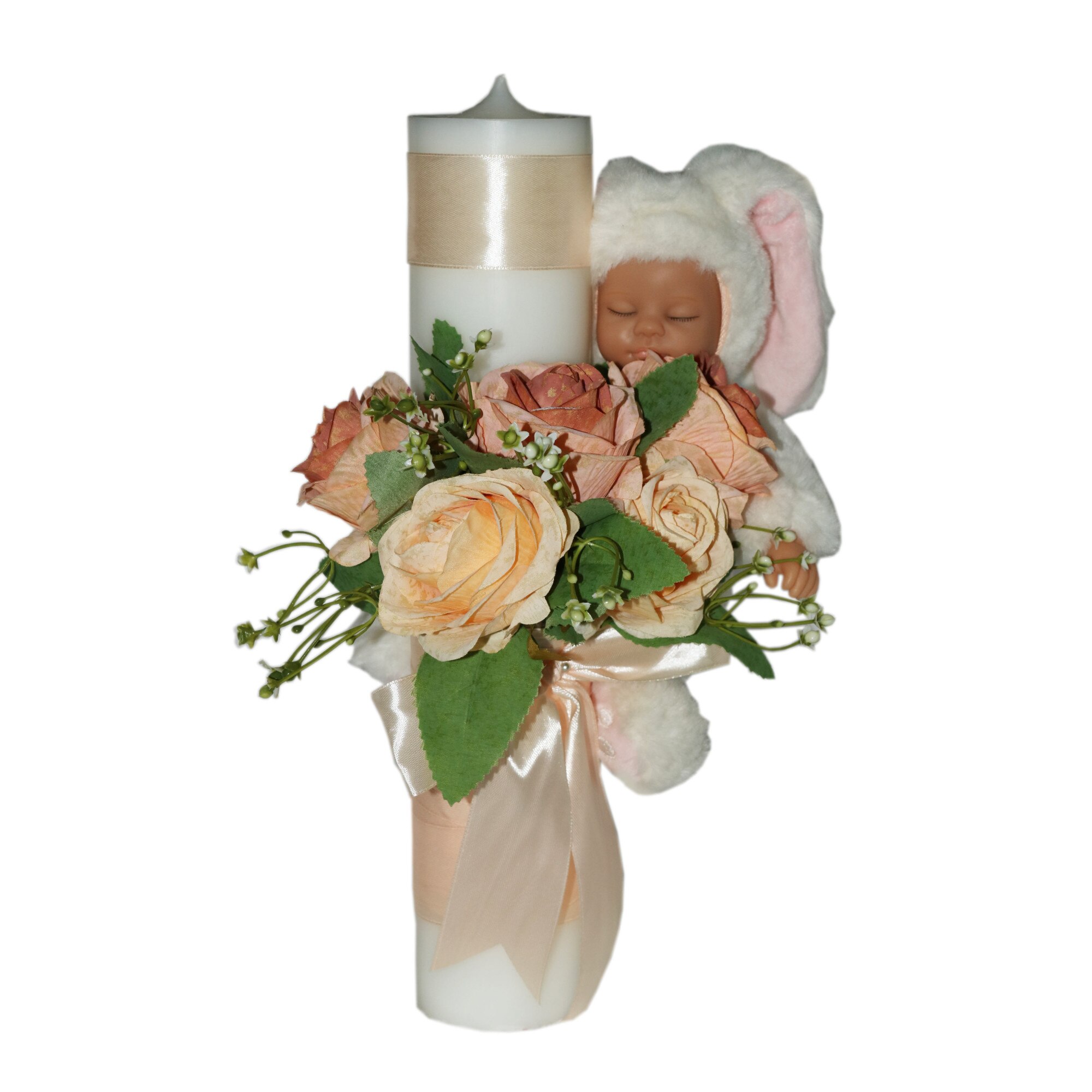 Lumanare pentru botez, somon, 35x7 cm, dae2093