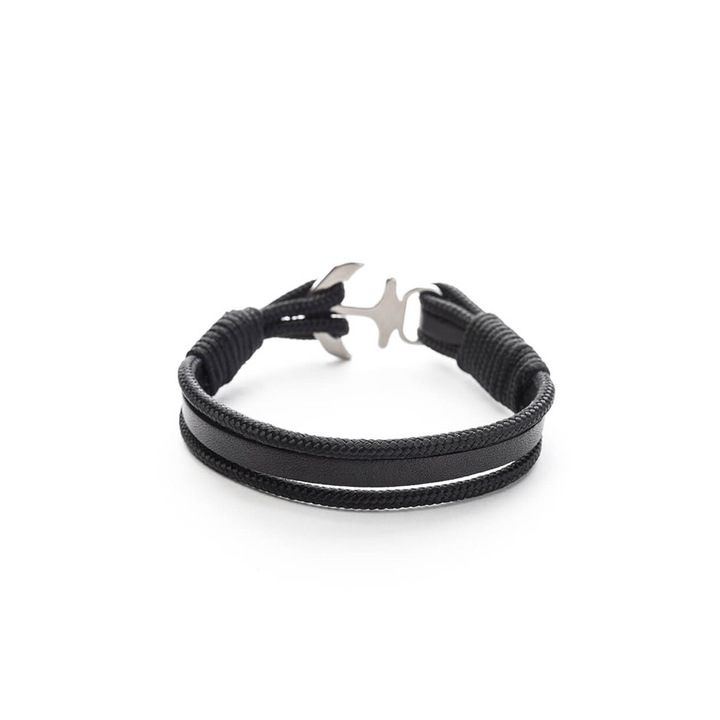 AMES bőr karkötő, fekete