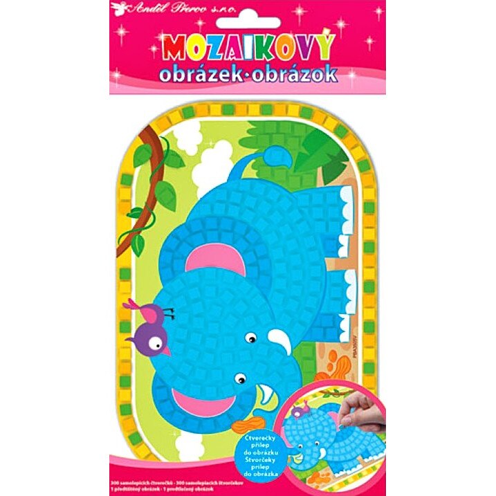 Set imagine mozaic cu patrate autoadezive - Elefant, 25 x 14 cm