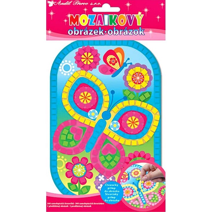 Set imagine mozaic cu patrate autoadezive - Fluture, 25 x 14 cm