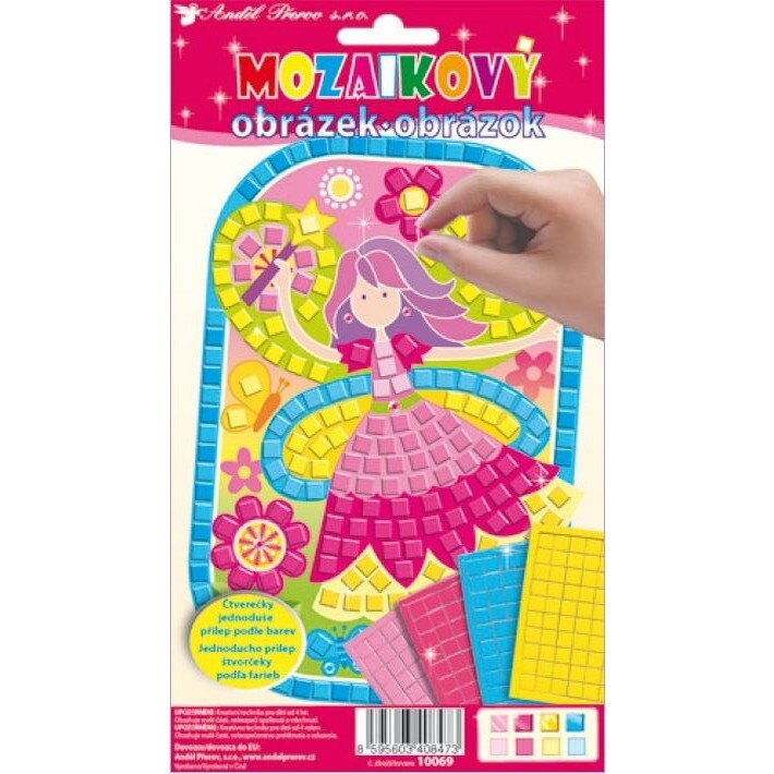 Set imagine mozaic cu patrate autoadezive - Fetita, 25 x 14 cm