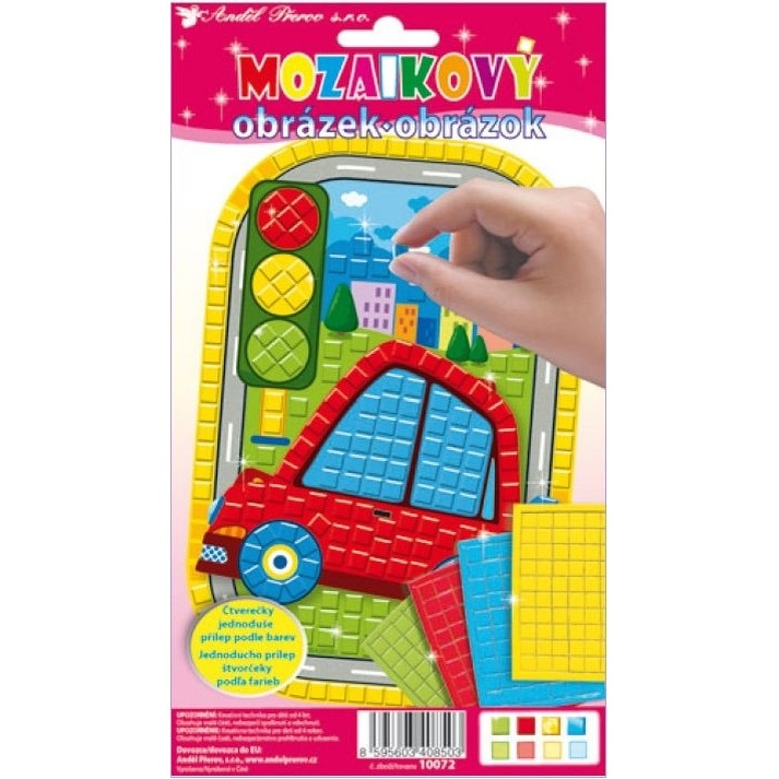 Set imagine mozaic cu patrate autoadezive - Masina, 25 x 14 cm