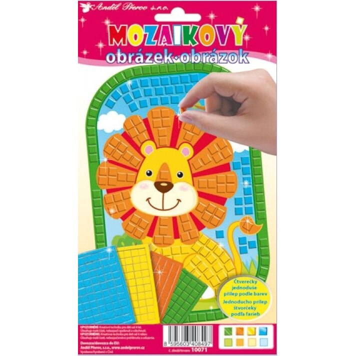 Set imagine mozaic cu patrate autoadezive - Leu, 25 x 14 cm