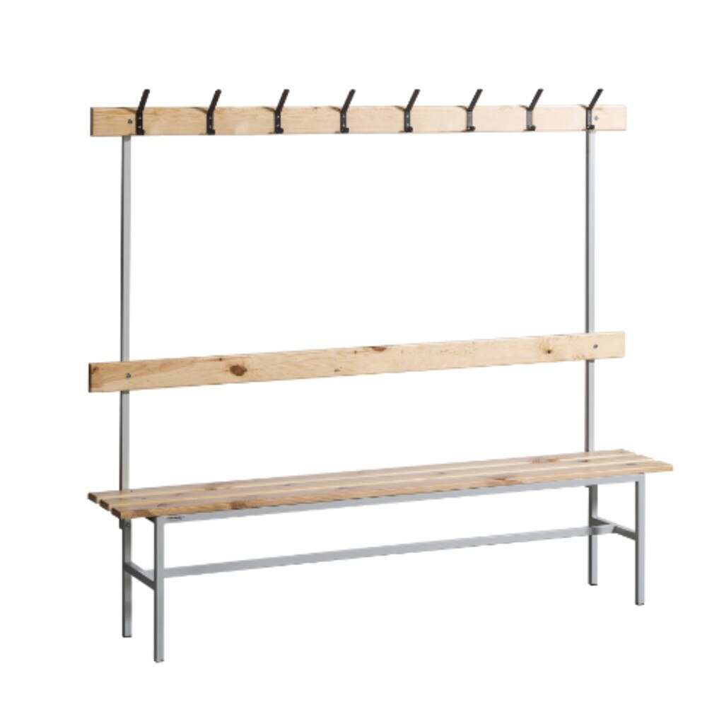 Banca vestiar simpla cu spatar L2000, 2000x360x1600 mm, First