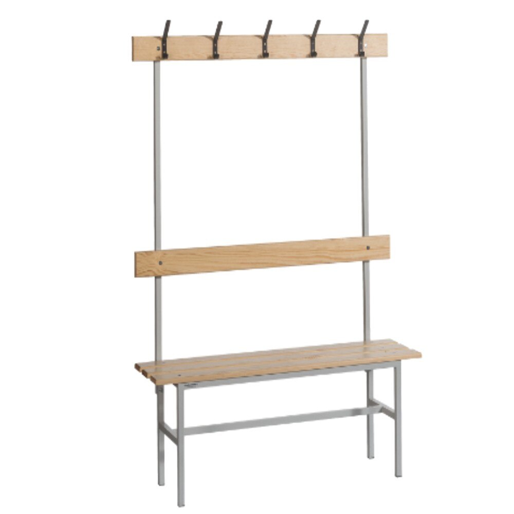 Banca vestiar simpla cu spatar L1000, 1000x360x1600 mm, First