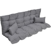 Set de 3 perne pentru banasoar de exterior, vidaXL, Tesatura, 180 x 50 cm, Gri cu Alb