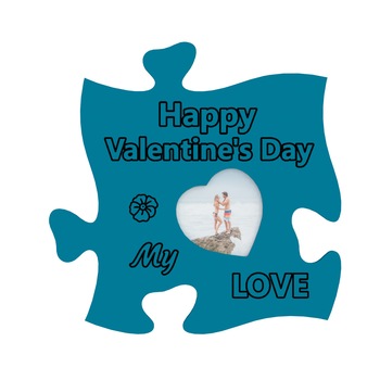 Rama foto tip puzzle, personalizata, Happy Valentine's day My LOVE, inima mica, foto 10x10, turcoaz Rama foto tip puzzle, personalizata, Happy Valentine's day My LOVE, inima mica, foto 10x10, turcoaz