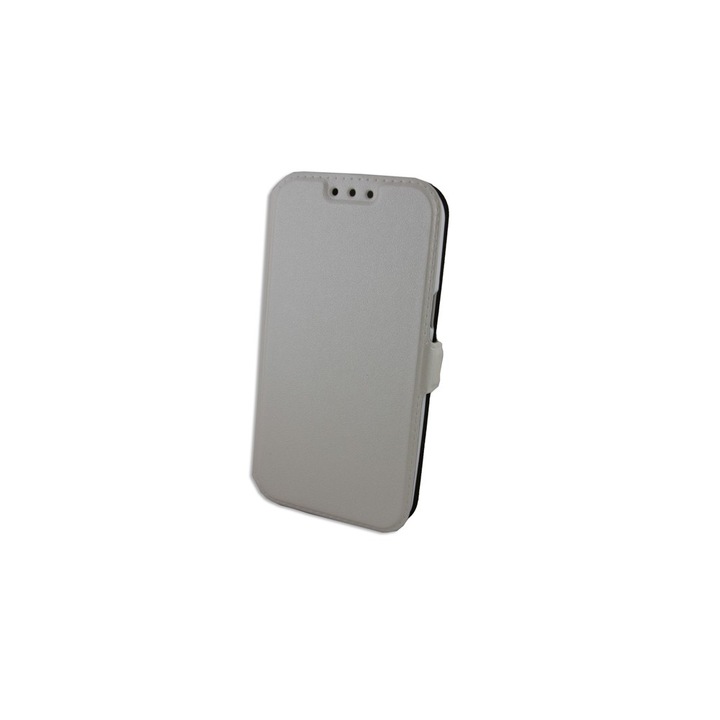 Кожен калъф, ECO Slim, Pocket BOOK, Съвместим с Samsung Galaxy J1, Бял
