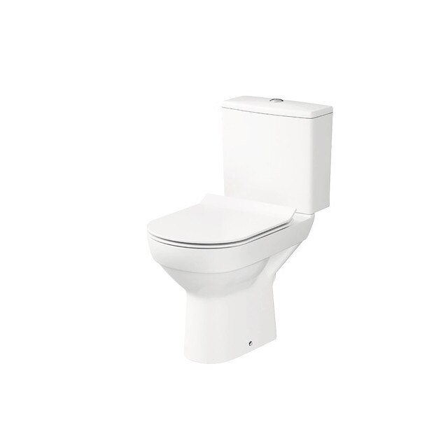 Set WC compact Cersanit, City 603 Clean On, cu capac WC Slim din duroplast, cadere lenta