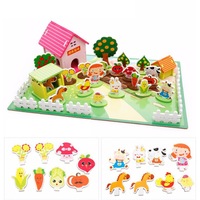 plansa cu puzzle 3d din lemn ferma animalelor 73 piese - krista imagen 51_2_
0