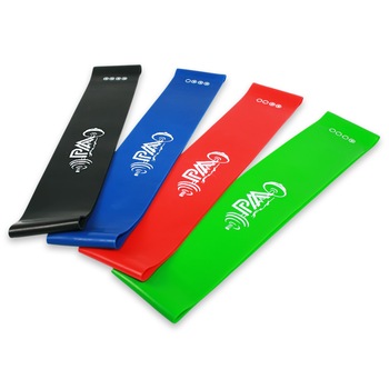 Set 4 benzi elastice latex, Paafit, multicolor, 4 trepte de dificultate Set 4 benzi elastice latex, Paafit, multicolor, 4 trepte de dificultate