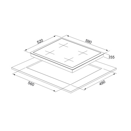 Plita incorporabila Pyramis 585BS, Gaz, 4 arzatoare, Aprindere electrica, 60 cm, Sticla neagra