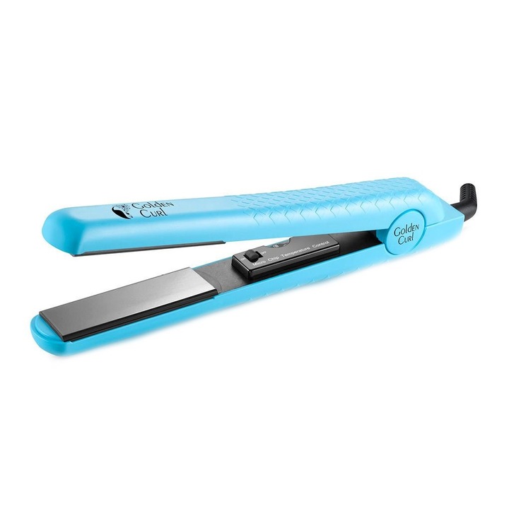 Placa de indreptat parul Golden Curl, Profesional Albastru/Turcoaz Ceramica