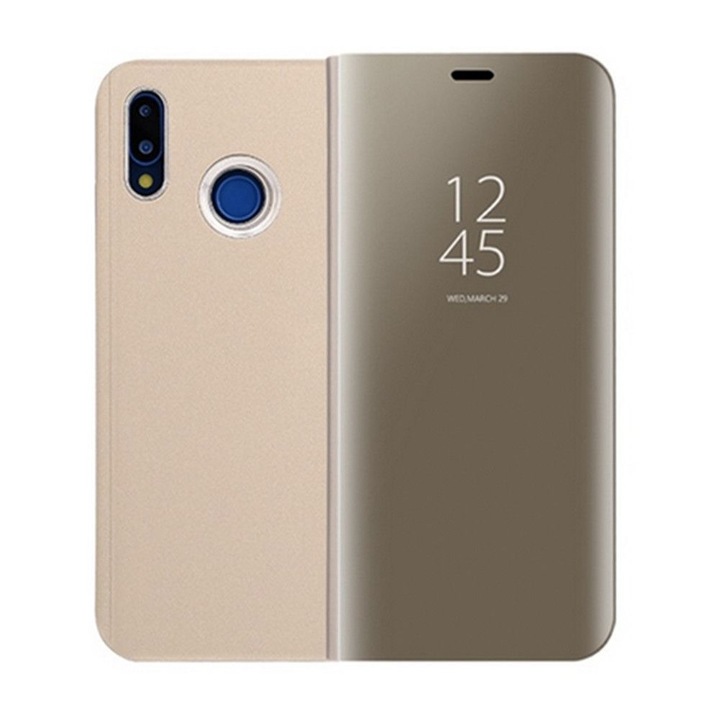 Husa Huawei P20 Lite Flippy Flip Cover Oglinda Auriu