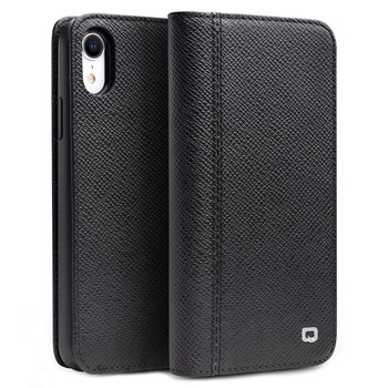 Husa iPhone XR, Qialino, multifunctionala 2 in 1 din piele naturala, tip carte + back cover, stand, culoare Negru Husa iPhone XR, Qialino, multifunctionala 2 in 1 din piele naturala, tip carte + back cover, stand, culoare Negru