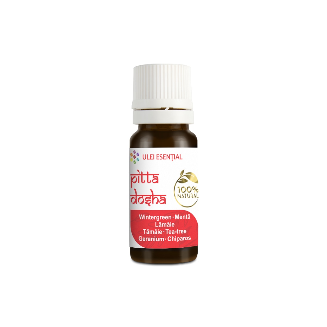 Mix sinergic Ayurvedic de uleiuri esentiale naturale, Pitta, pentru echilibrarea Pitta dosha, 10ml
