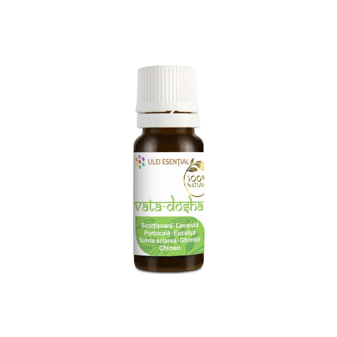Mix sinergic Ayurvedic de uleiuri esentiale naturale, Vata, pentru echilibrarea Vata dosha, 10ml