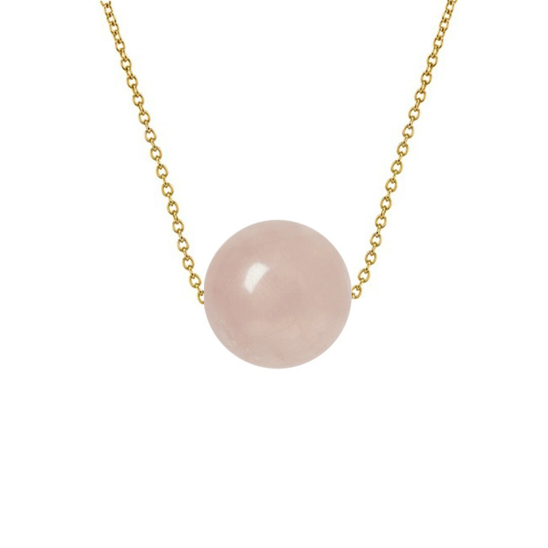 Colier Aur 14 karate cu Cuart Roz de 10 mm