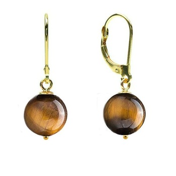 Cercei Aur 14 karate si Ochi de Tigru de 8 mm Cercei Aur 14 karate si Ochi de Tigru de 8 mm