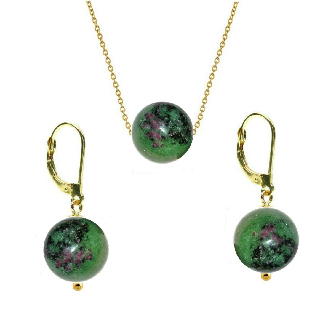 Set Aur 14 Karate si Rubin in Zoisit de 8 mm