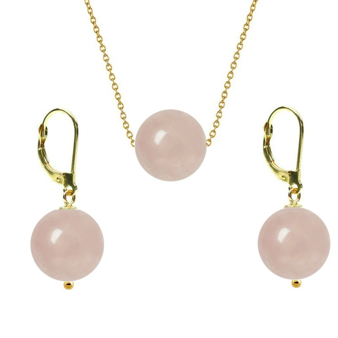 Set Aur 14 Karate si Cuart Roz de 8 mm