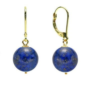 Cercei Aur 14 karate si Lapis Lazuli de 10 mm Cercei Aur 14 karate si Lapis Lazuli de 10 mm