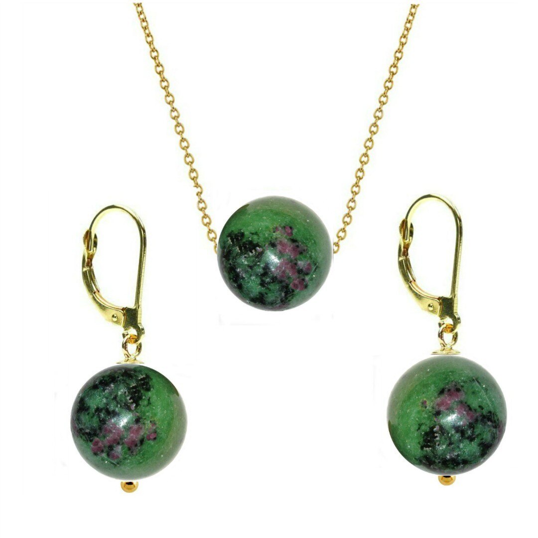 Set Aur 14 Karate si Rubin in Zoisit de 10 mm