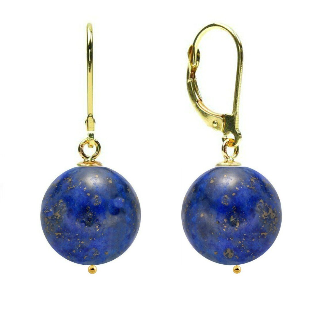 Cercei Aur 14 karate si Lapis Lazuli de 12 mm