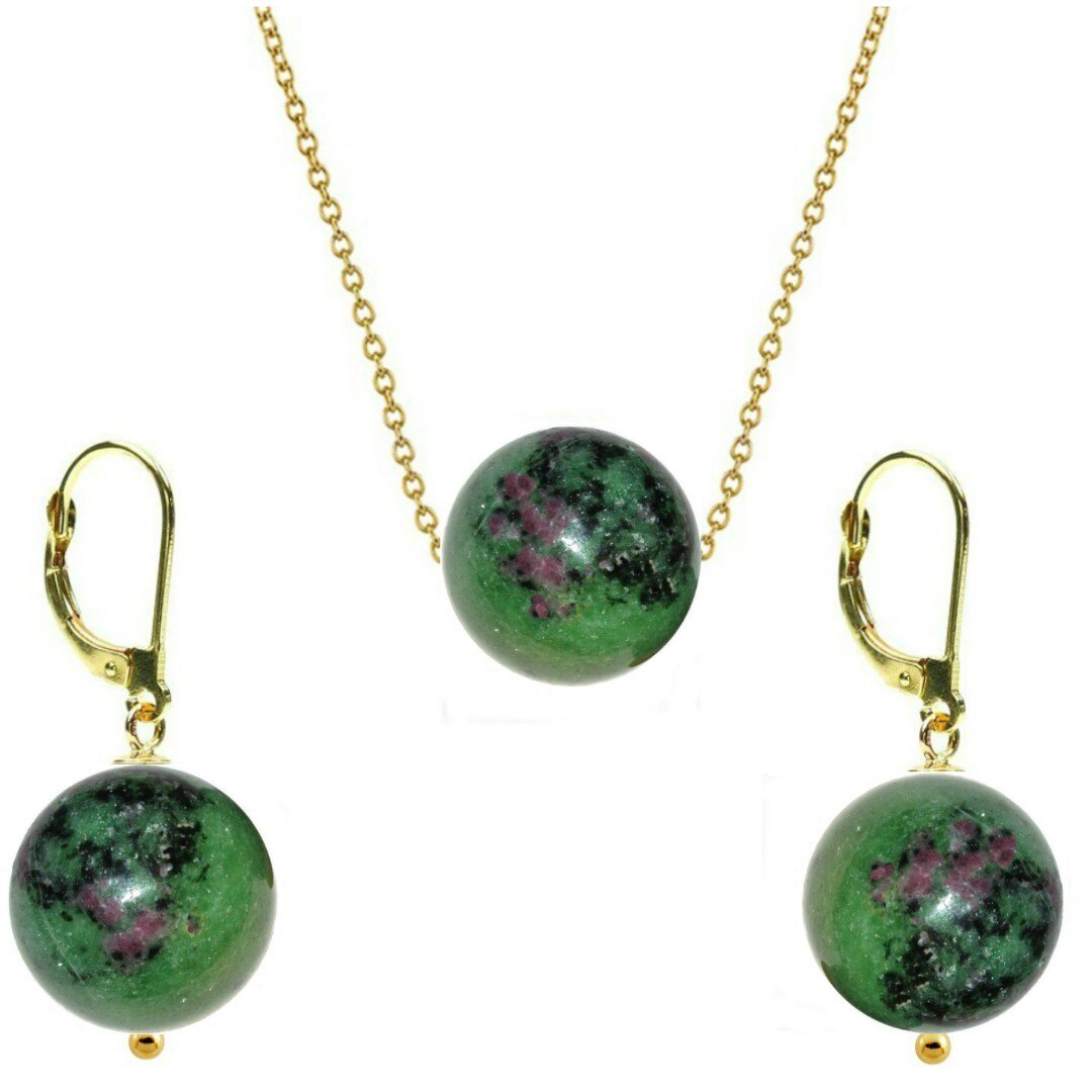 Set Aur 14 Karate si Rubin in Zoisit de 12 mm