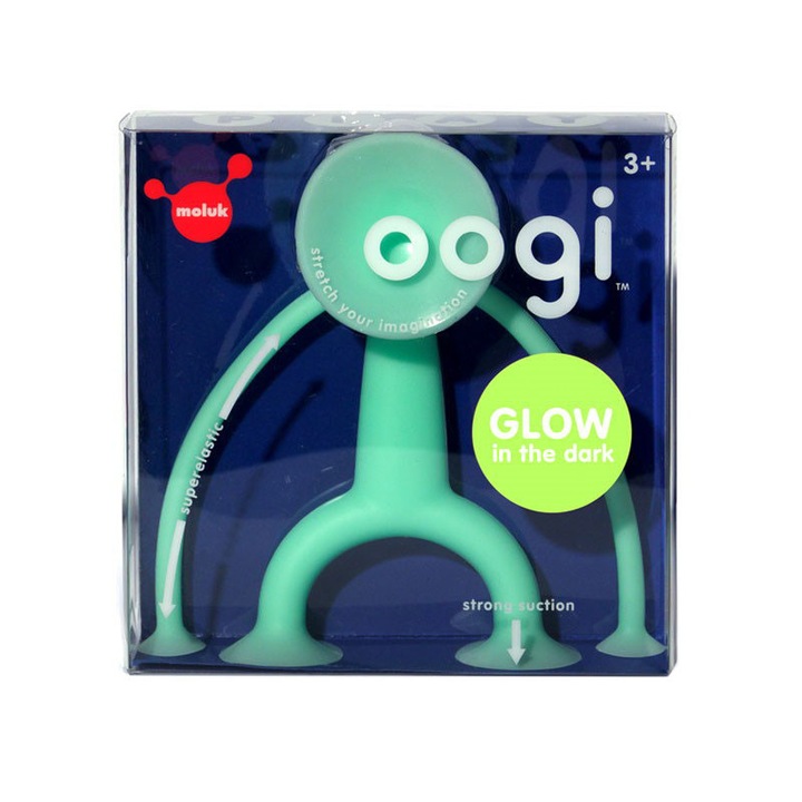 Moluk Oogi játék tapadókorongokkal, rugalmas kisember, foszforeszkáló