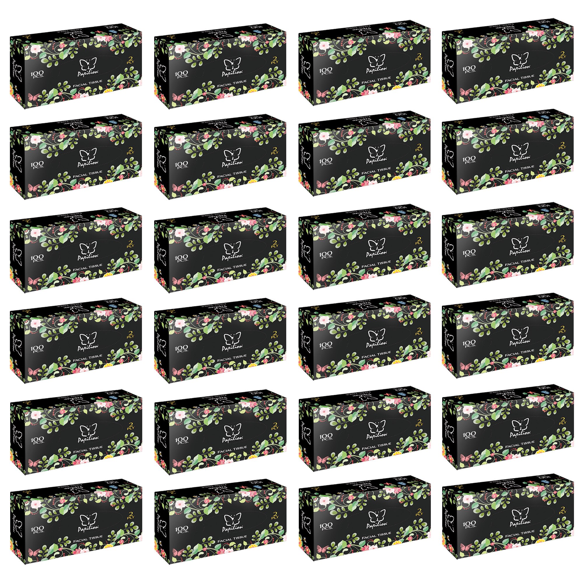 Servetele faciale Papilion Standard cutie, 2 straturi, 24 cutii x 100, 2400 foi