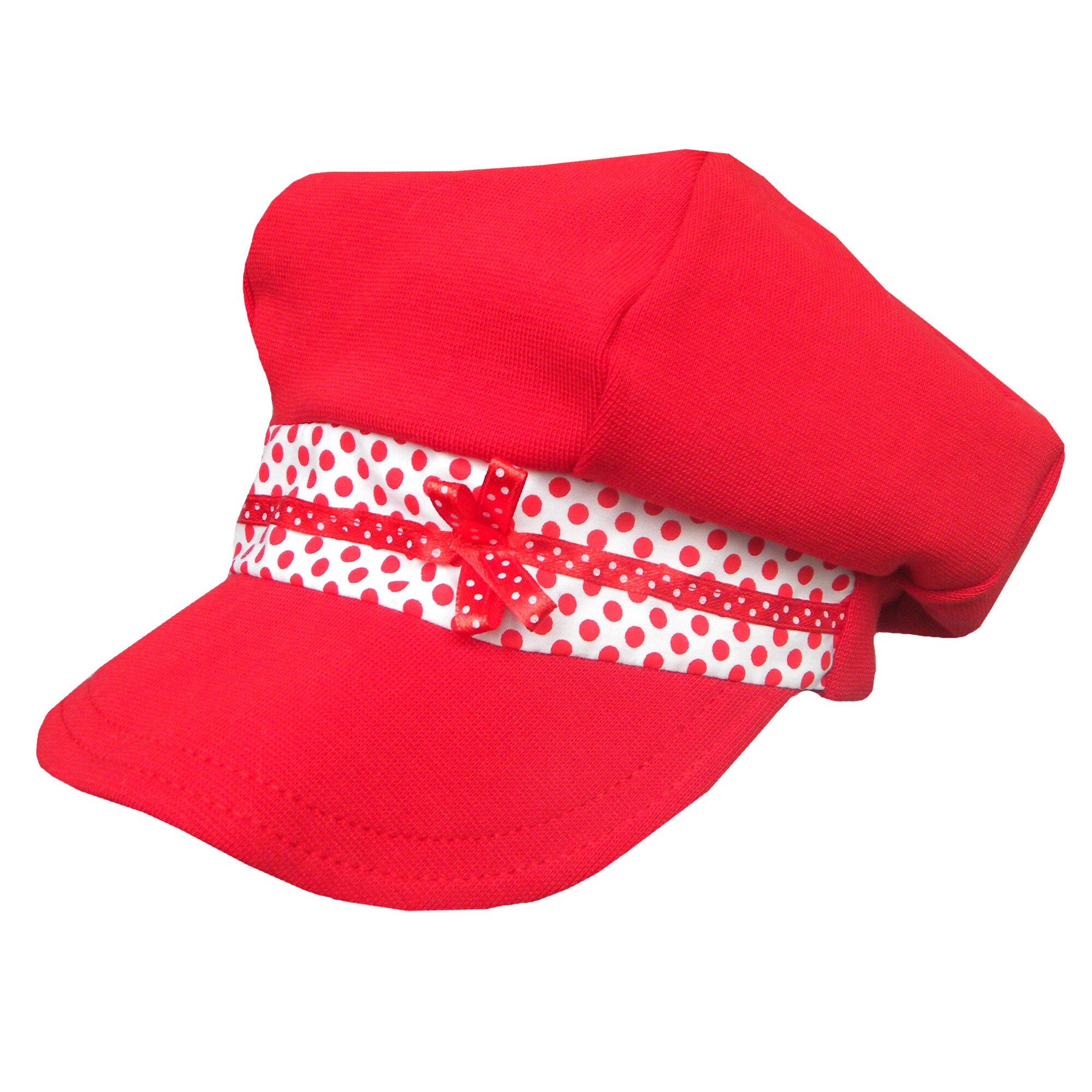 Sapca Piticot cu fundita si banda buline, Rosu