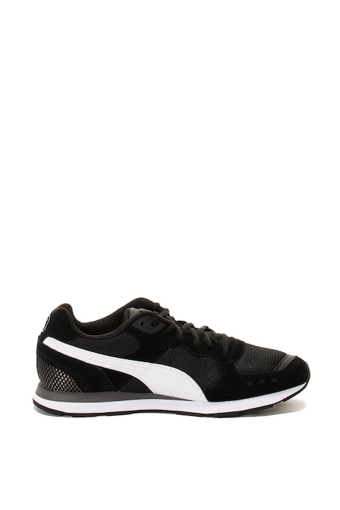 Puma, Vista sneakers cipő nyersbőr és bőr anyagbetétekkel, Fekete, 3.5