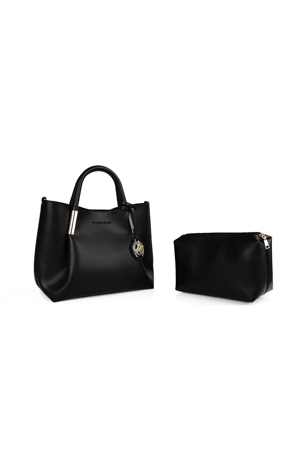 Beverly Hills Polo Club, Geanta shopper mica de piele ecologica cu etui interior, Negru
