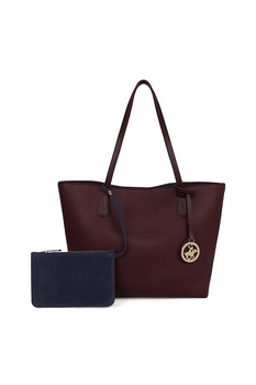Beverly Hills Polo Club, Geanta shopper de piele ecologica cu etui interior de piele intoarsa, violet pruna Beverly Hills Polo Club, Geanta shopper de piele ecologica cu etui interior de piele intoarsa, violet pruna