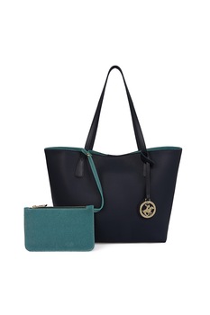 Beverly Hills Polo Club, Geanta shopper de piele ecologica cu etui interior de piele intoarsa, Bleumarin Beverly Hills Polo Club, Geanta shopper de piele ecologica cu etui interior de piele intoarsa, Bleumarin